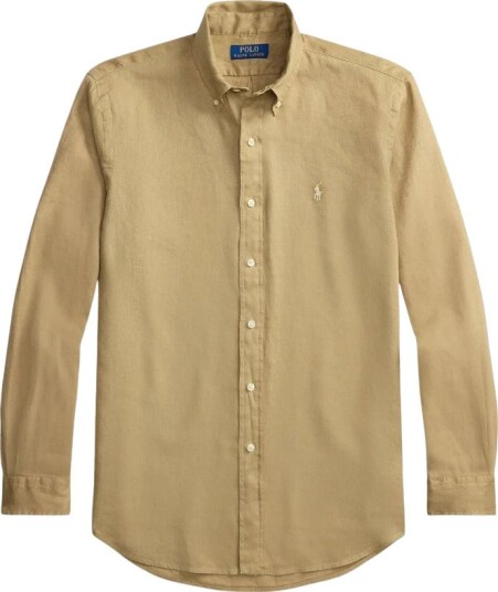 Polo Ralph Lauren Slim Fit Linen Shirt Brown XL