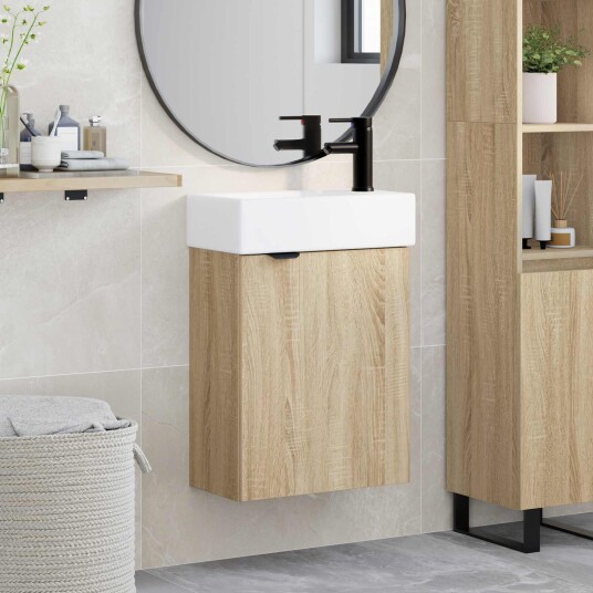 Badeværelses enhet med kran Sonoma eik 45,5 x 22,5 x 84 cm Badeværelses enhet med kran Sonoma eik 45,5 x 22,5 x 84 cm