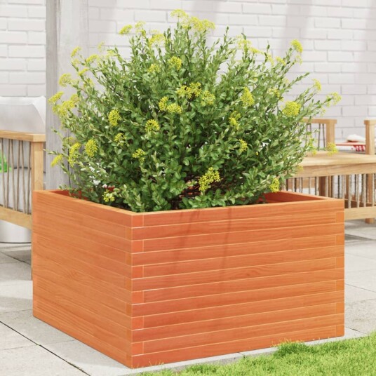 Plantekasse voksbrun 80x80x46 cm heltre furu