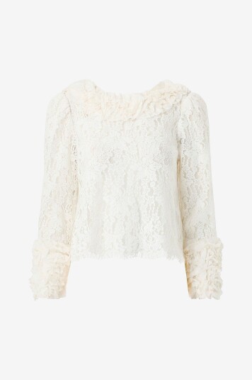 byTimo Blondetopp Striped Organza Frill Top Hvit byTimo Blondetopp Striped Organza Frill Top Hvit