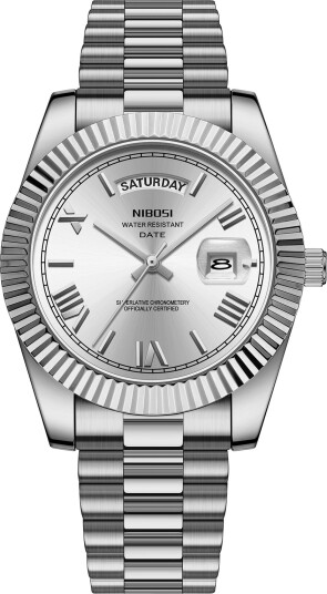 Nibosi Day Date Roman Silver