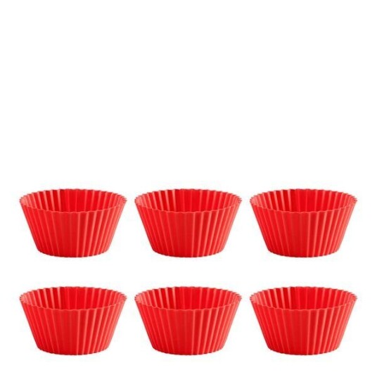 Lékué Muffinsformer i silikon 6 stk 7 cm rød Lékué Muffinsformer i silikon 6 stk 7 cm rød