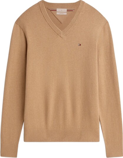 Tommy Hilfiger Pima Org Ctn Cashmere V Neck Beige L