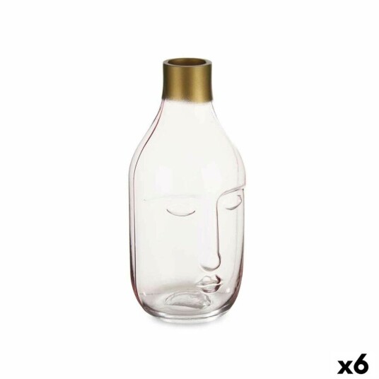 Gift Decor Vase Ansikt Rosa Glass 11 X 24,5 X 12 Cm (6 Enheter)