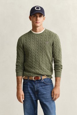 Gant Cotton Cable C Neck Green XXXL Gant Cotton Cable C Neck Green XXXL