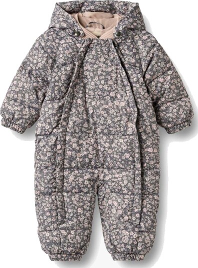 Wheat Edem Baby Vinterdress Dark Charcoal Flowers 0 3 md.