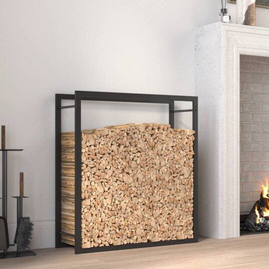 Vedstativ stål matt 80x28x86 cm - sort Vedstativ stål matt 80x28x86 cm - sort
