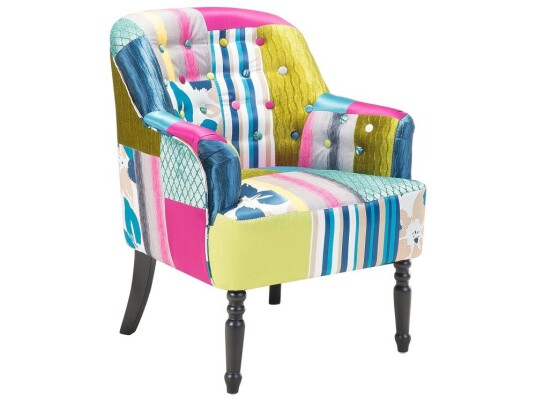 Beliani Lenestol Patchwork Blå Mandal