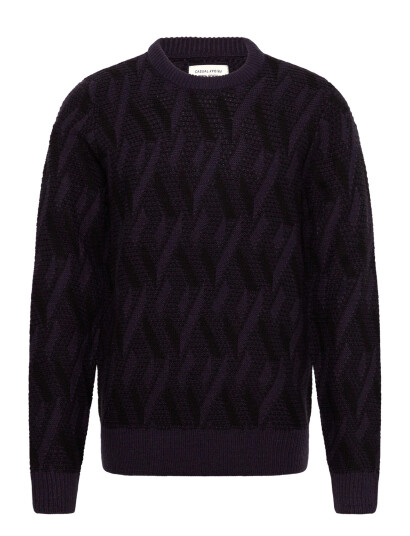 Casual Friday Cfkarl Jaquard Crew Neck Knit Navy S Casual Friday Cfkarl Jaquard Crew Neck Knit Navy S