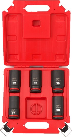 Milwaukee Set Of Impact Heads (extended) 3/4" 5 Pcs. (27,30,32,33,36mm) Milwaukee