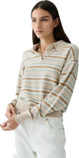 Guest In Residence Collegate stripe polo M beige dame