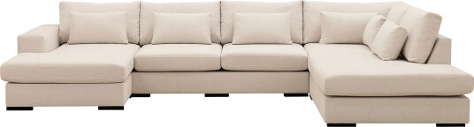 Grande 5 seters U Sofa med Divan Venstre Beige Stoff