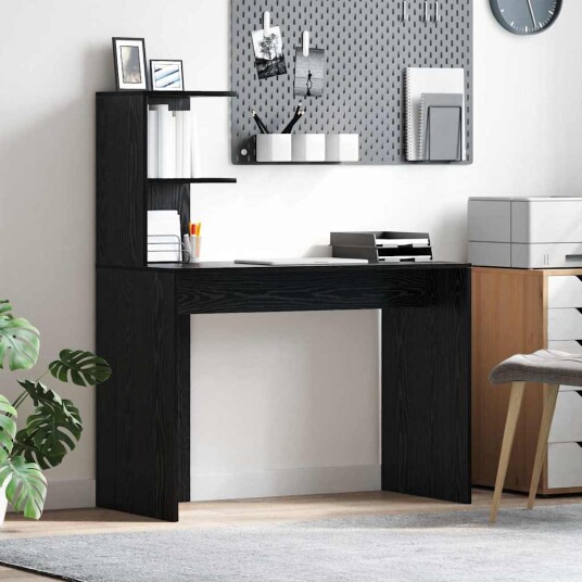  skrivebord i svart eik Svart eik MDF laminat Kompakt Hyller