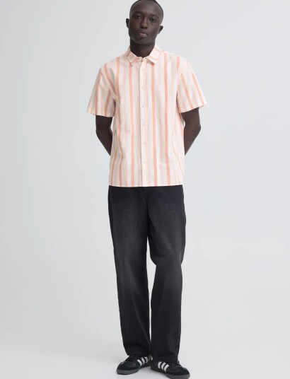 Blend Bhaban Shirt Stripe   Coral   M