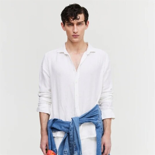 Hèst Mark Linen Shirt Long Sleeve - White Hvit M Hèst Mark Linen Shirt Long Sleeve - White Hvit M