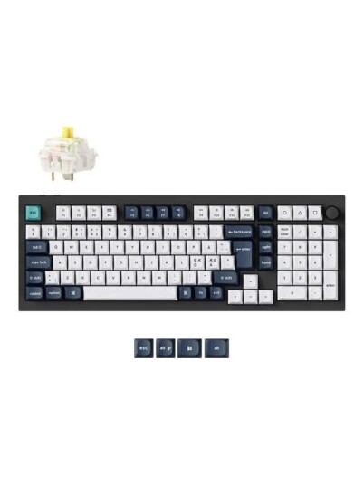 Keychron Q5 Max Trådløst Mekanisk Tastatur ISO Layout med Gateron Jupiter Banana Hvit