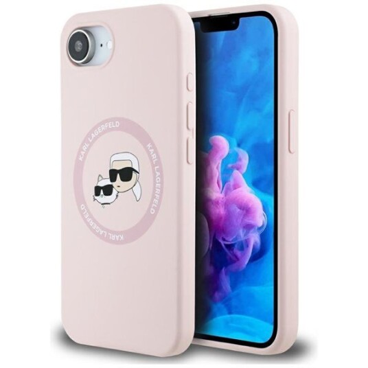 Karl Lagerfeld MagSafe mobildeksel i flytende silikon for iPhone 16e Rosa