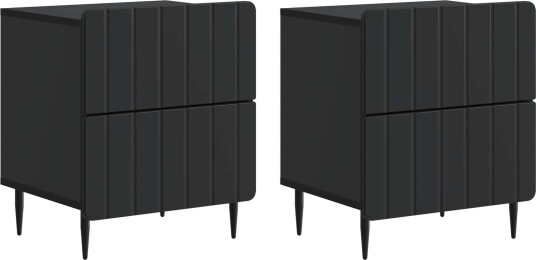  Nattbordskap 2 pcs Svart 43 x 34,5 x 49,5 cm Konstruert tre