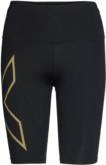 2xu Light Speed Mid-Rise Compression Shorts Dame Black/Gold Reflective XS 2xu Light Speed Mid-Rise Compression Shorts Dame Black/Gold Reflective XS