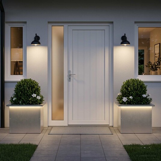 vidaXL Hageplantekasse med LED 2 stk. Sølv 30 x 40 x 30 cm