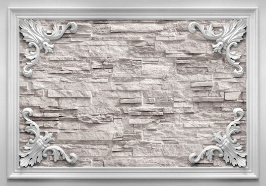 Fototapet Brick In The Frame Beige 100x70 - Finnes i flere størrelser