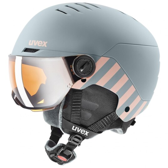 Uvex Rocket JR Visor Skihjelm med visir Junior Rhino/Blush Mat 51-55cm