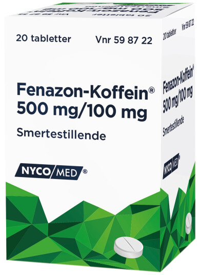 Fenazon-Koffein Tabletter, 20 stk. i boks