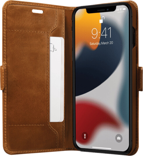 Dbramante1928 Copenhagen Slim Ekte Skinn Lommebokdeksel til iPhone 13 Pro Gyllenbrun
