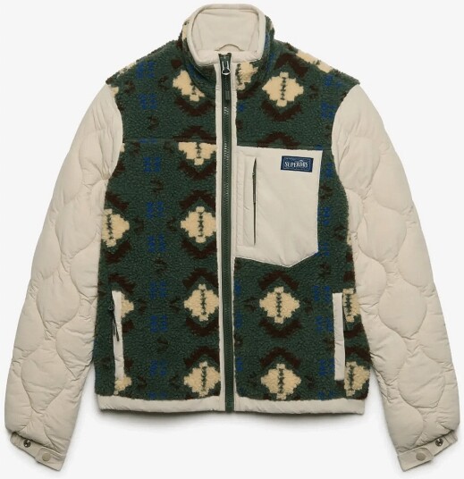 Superdry Fleece Onion Quilt Hybrid KHAKI AZTEC 8