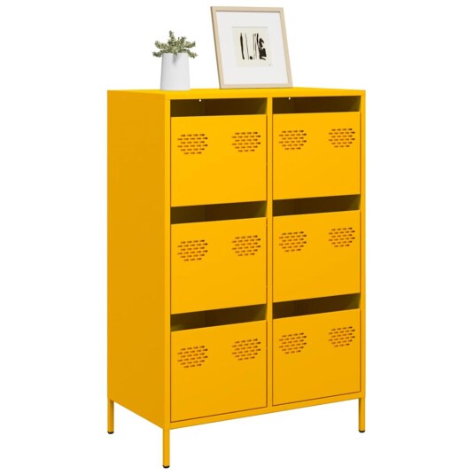 Highboard sennepsgul 68x39x101,5 cm stål 8721102929809