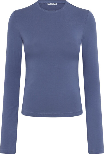 Weekday Long Sleeve Cotton Top Blue L