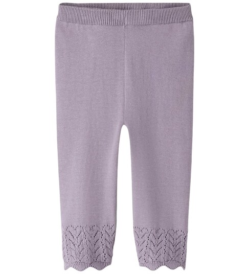 Name It Bukser Strikk NbfBrit Lavender Grå m. Hullmønster Name It 68 Bukser bomulLilla 62