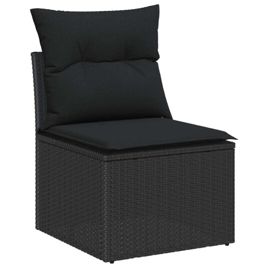  Hagesofa Set med lagring 9 pcs Svart polyrotting