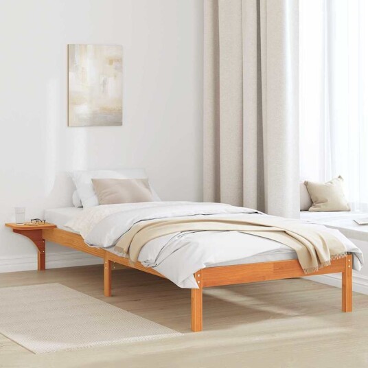 Sengeramme med nattbord Brun Voksbrun Sengeramme med nattbord Brun Voksbrun