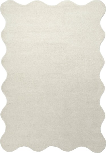 Bølget ullteppe Diu Hand Tufted Wool Premium hvit Størrelse: 240 x 340 cm