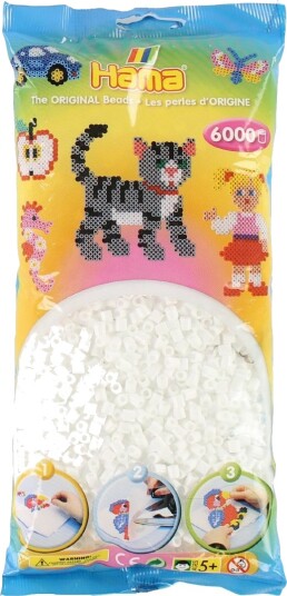 Hama Midi Perler 205-01 Hvit 6000 stk