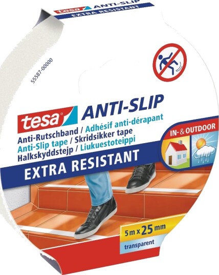 Tesa Anti-slip antiskli teip, 5m x 25mm, transparent Tesa Anti-slip antiskli teip, 5m x 25mm, transparent