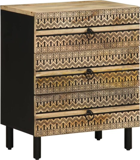 Nattbord svart 50x33x62 cm grovt heltre mangotre 8721158496362