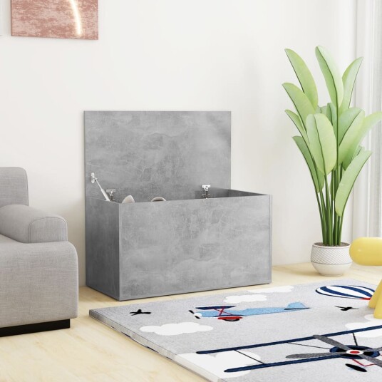 vidaXL Oppbevaringskiste betonggrå 84x42x46 cm konstruert tre vidaXL Oppbevaringskiste betonggrå 84x42x46 cm konstruert tre