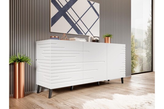 Kommode Demjen 40x155 cm   Hvit/Svart