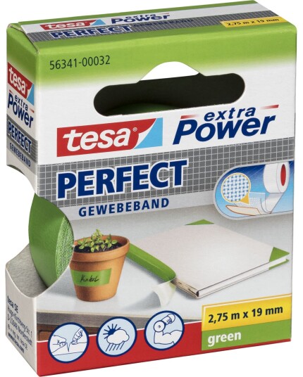 Tesa Lerretstape Extra Power Perfect 2,75m x 19mm Grønn