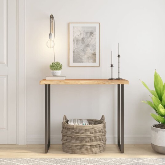  Vegghylle 90x40x3,8 cm rektangulær heltre akasie naturlig kant
