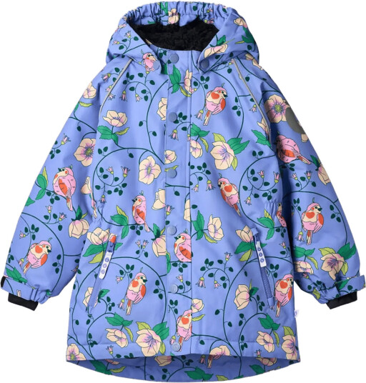 Småfolk Winter Coat With Birds And Flowers Purple 92 98