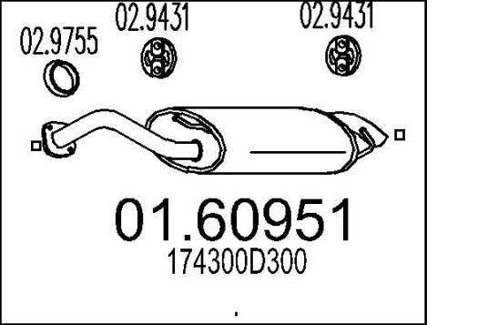 Bakre eksospotte MTS 01.60951 Bakre eksospotte MTS 01.60951