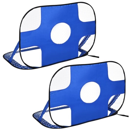 Pop Up Fotballmål Bærbart Fotballnett, Sett Med 2 Minimål, Sammenleggbar Med Bæreveske, Blå, 123X80X80 Cm Pop Up Fotballmål Bærbart Fotballnett, Sett Med 2 Minimål, Sammenleggbar Med Bæreveske, Blå, 123X80X80 Cm