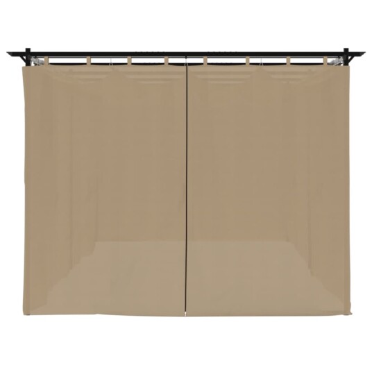 Paviljong med gardiner gråbrun 6x3 m stål 4003922