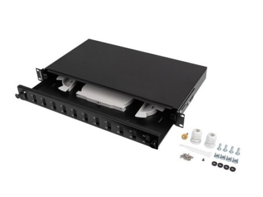 Lanberg 12Xsc Duplex / 12Xlc Quad Rack 19" 1U Svart Fiberstill + Tilbehør