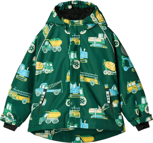 Småfolk Winter Jacket With Vehicles Green 122 128