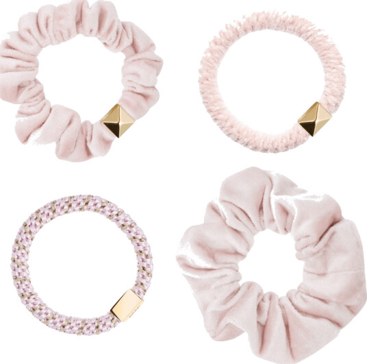 DARK Hair Ties Combo Pale Roses
