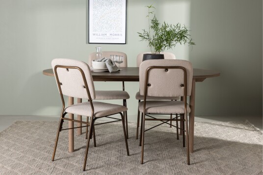 Venture Home Andy Spisegruppe 180 cm Oval med 4 Seda Stoler Beige